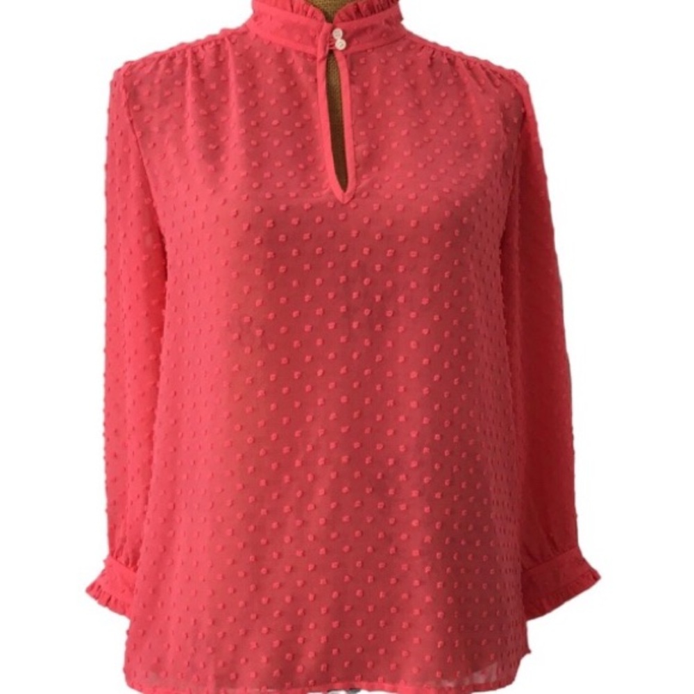 J. Crew Elegant Dots Rose/Pink Long Sleeves Casual Office Shirt 6P